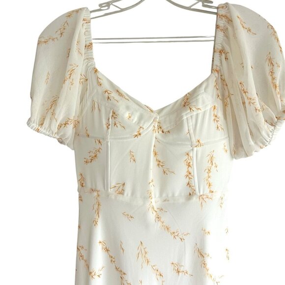 SABO STITCH Short Puff Sleeve Long Ivory Summer Maxi Dress Size US S - Picture 6 of 11